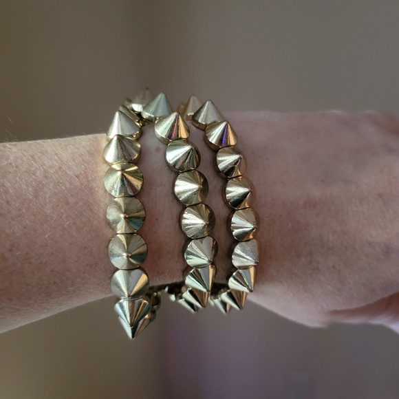 Lia Sophia Jewelry - Edgy Gold Spike Stretch Bracelets